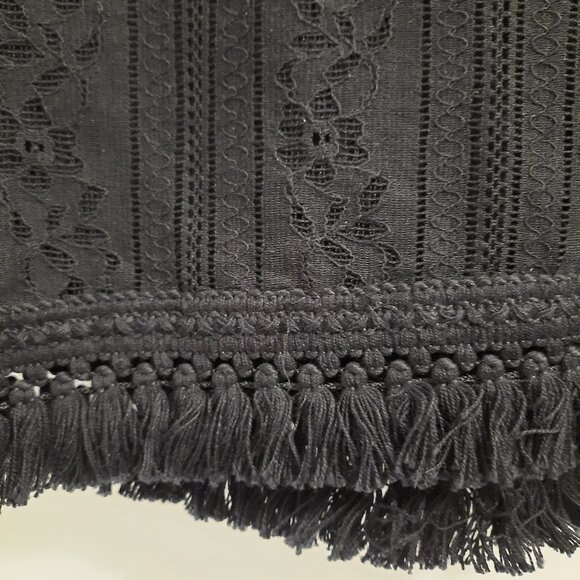 NWT Michael Kors Black Cotton Lace/Fringe Top, Size M - Picture 3 of 4